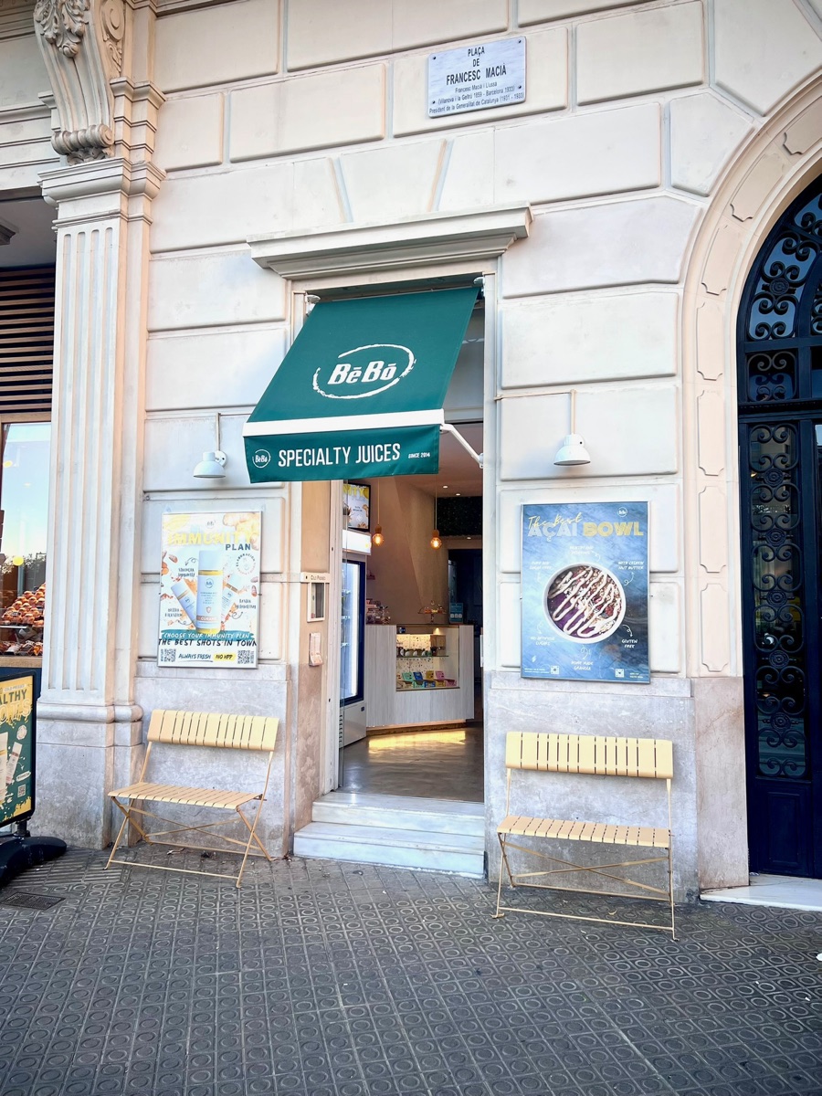 Fachada de BeBo Cold Press en Plaza Francesc Macià 5